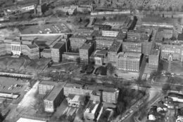1961 black/white photo of URMc campus