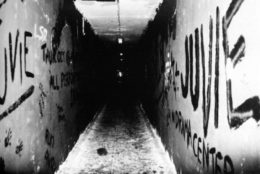 black and white photo of tunnels