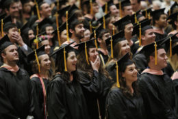 crowd of graduates during commencement