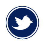 Blue and white twitter icon.