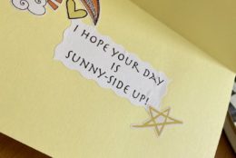 homemade greeting card that says i hope your day is sunny-side up
