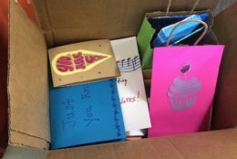 box full of homemade cards