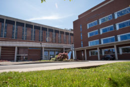 view of brick building with a lot of windows - SMD entrance and research building