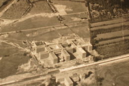 old black/white photo aerial image of URMC campus buildings