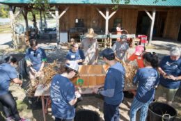 group working at a farm during global day of service
