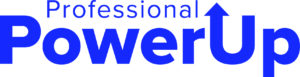 Professional PowerUp logo, blue text on white background