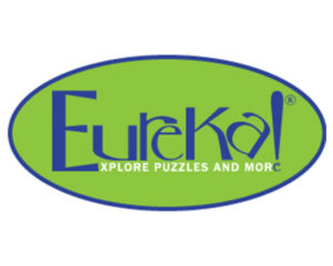 A green oval logo outlined in blue featuring the word “Eureka!” in stylized blue text with the tagline “Xplore Puzzles and More” beneath it.