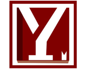 A red and white logo featuring a bold, stylized letter “Y” with a small book graphic at the base and the name “Yesterday’s Muse Books” implied by the design.