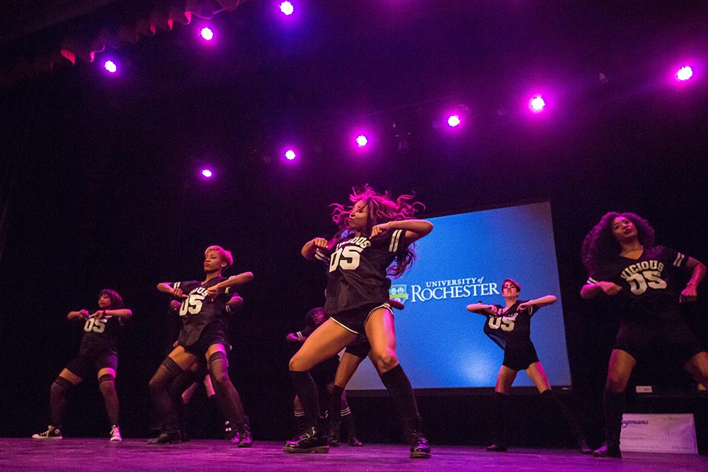 women dance on stage