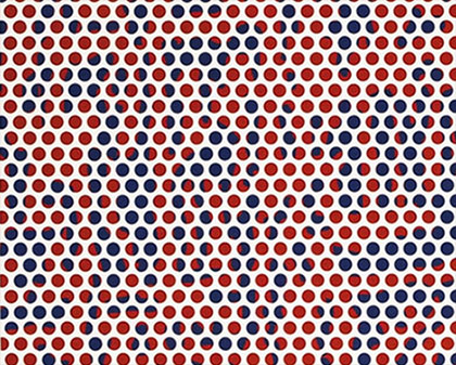 a white lattice overlaying red and blue graphics