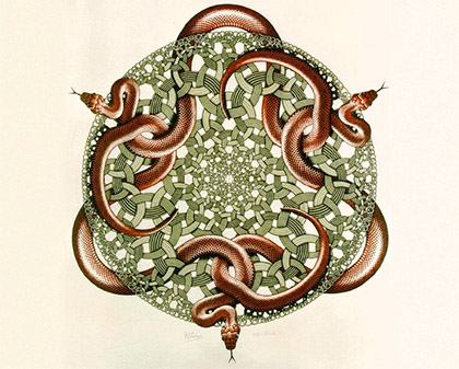 drawing of snakes in a celtic design