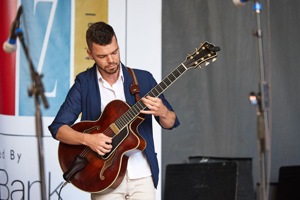 Student band on stage performing