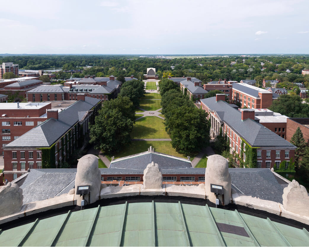 View of University of Rochester from top of Rush Rhees Library