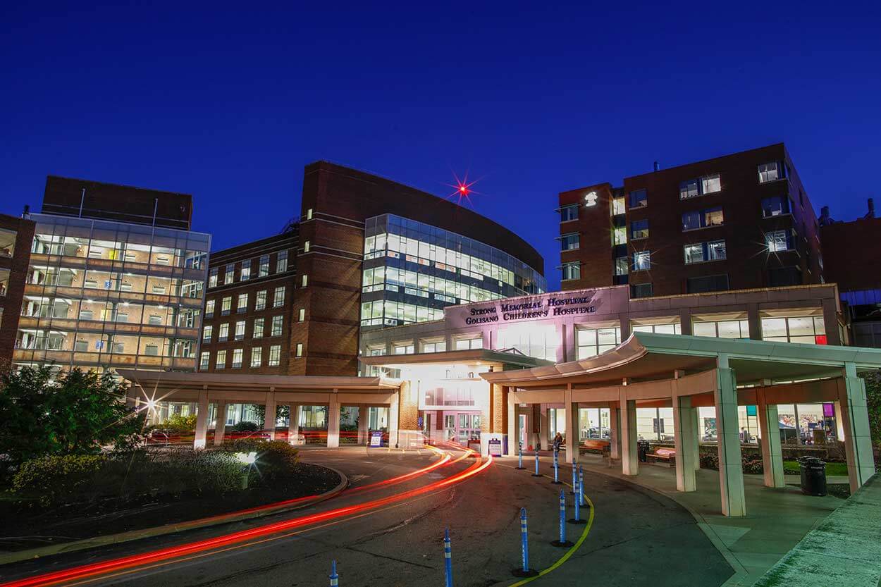 Entrance to University of Rochester medical center for quality healthcare