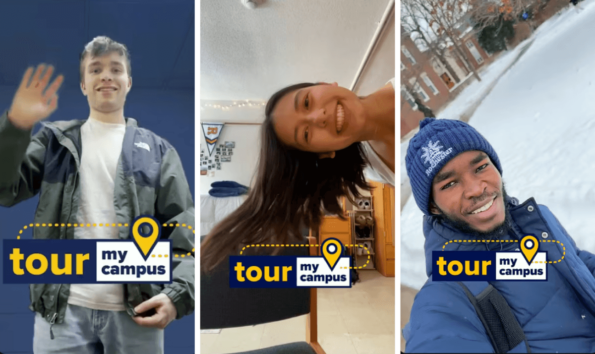 Images of University of Rochester students in various locations, showcasing diverse activities and environments.