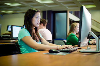 A student working on a computer