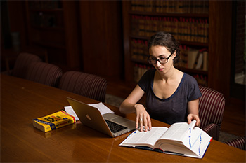 A student working on translations