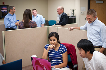 Students working on a business plan