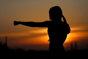 A woman doing karate