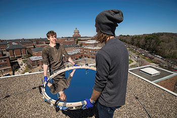 Students working on a mechanical engineering project