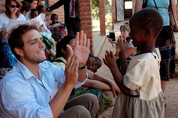 Man and child playing a game