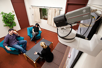 Students running a group experiment