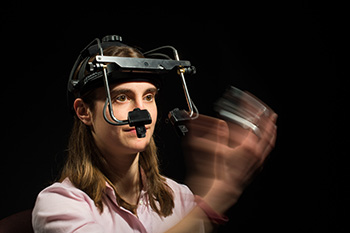 A student conducting research in the Eye Lab