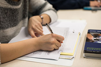 Students in writing class