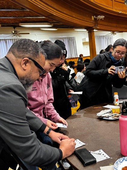 People playing bingo.