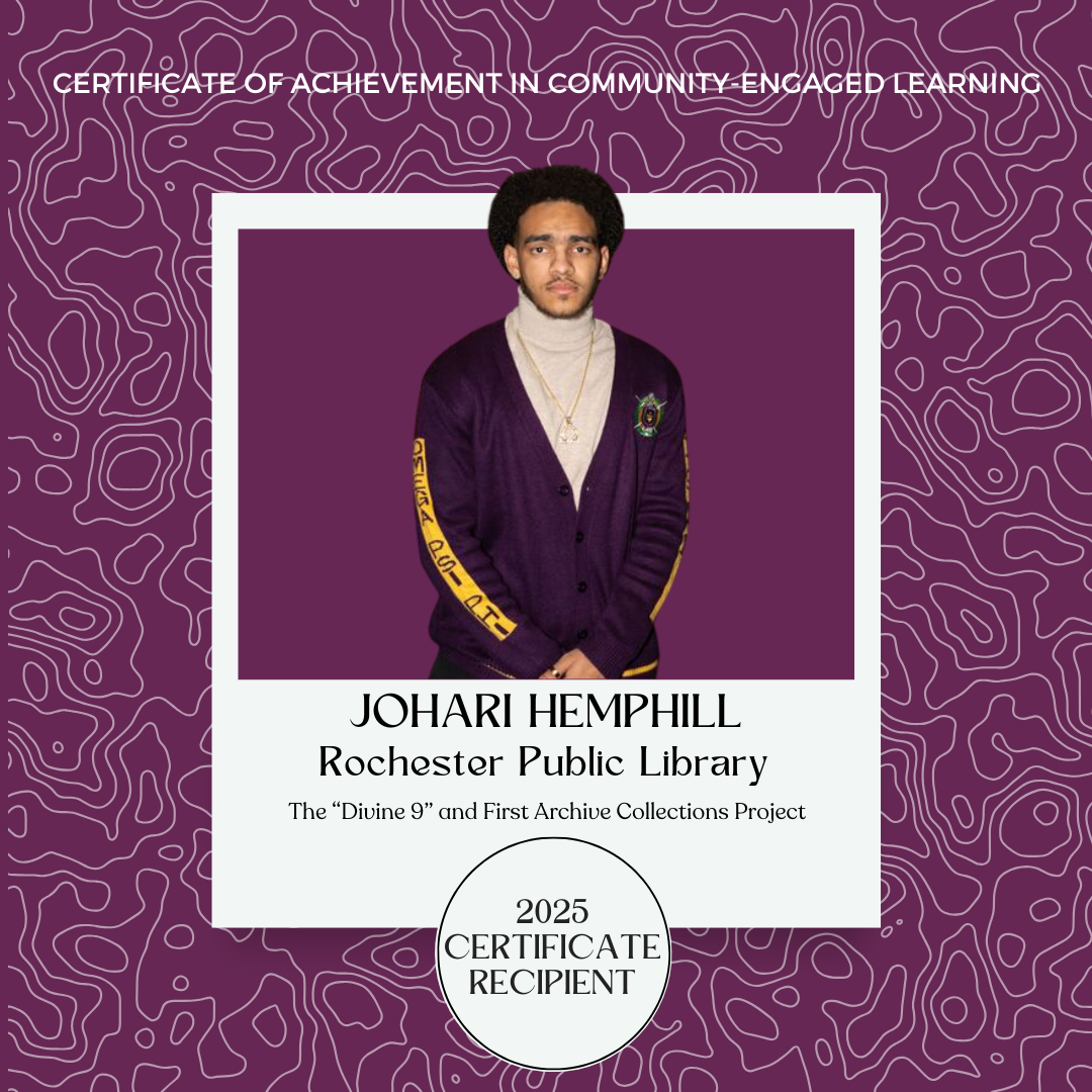 A headshot of the recipient in a Polaroid frame on a colored graphic background.