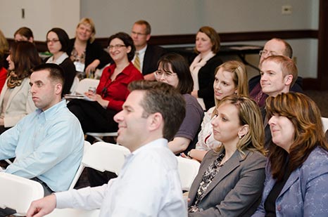 A group of people at a professional development panel.