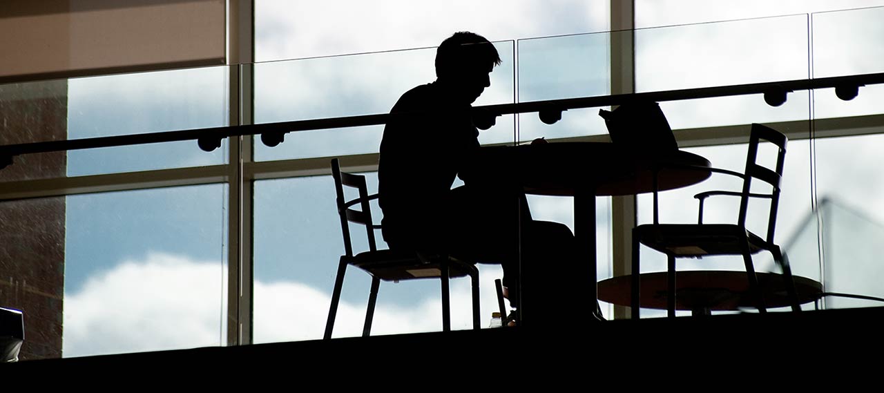 A student studying