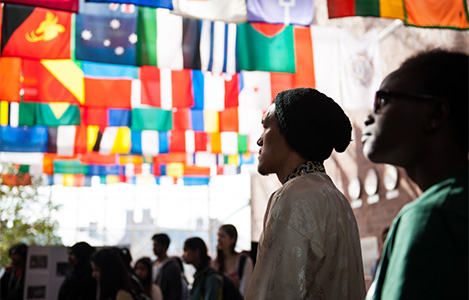 Students hold a remembrance gathering for victims of the earthquake in Nepal