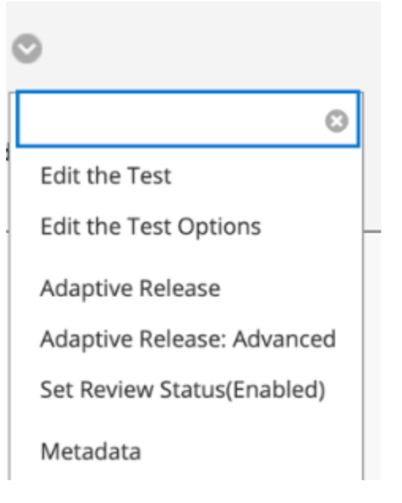 Screenshot of Blackboard Edit Test Options menu