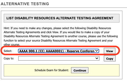 Screenshot of option to Review Testing Agreement