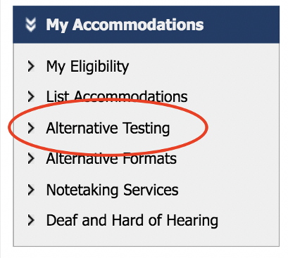 Screenshot of DR Student Portal menu