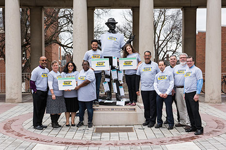 Group photo with George Eastman statue