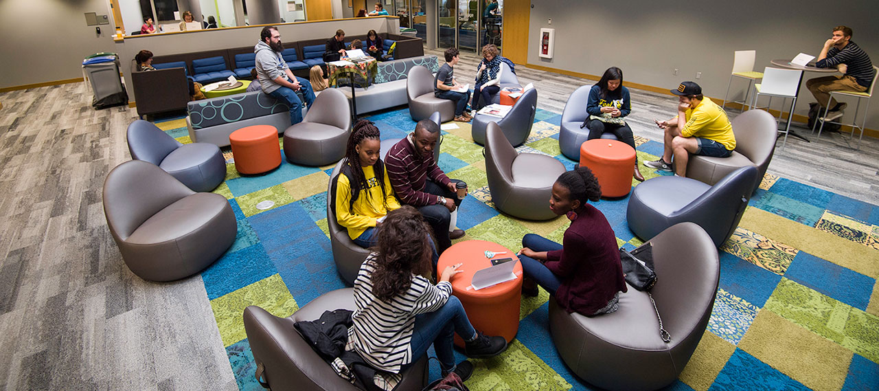 Students in Rush Rhees tower