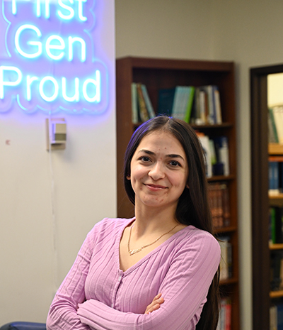 Gulsinam Akhmadzhanova poses for the camera.
