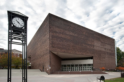 Exterior view of Wilson Commons on the University of Rochester’s River Campus.