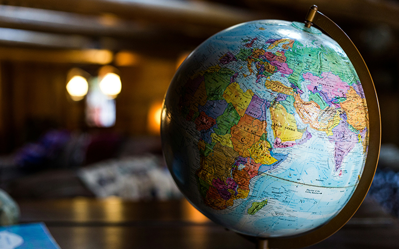 Photo of a world globe close-up