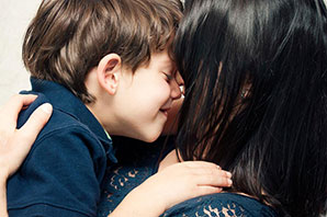 A mother holding her child