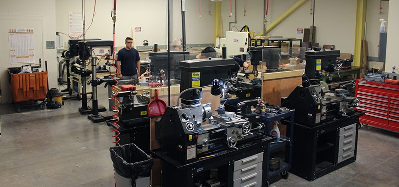 Interior view of the fabrication shop.