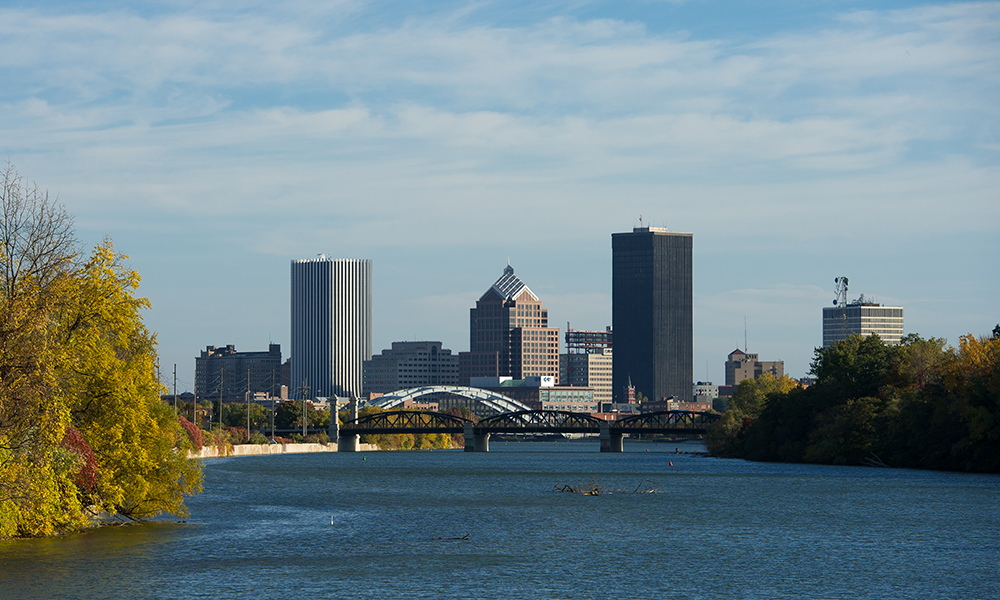 Rochester city skyline north of the Genesee River
