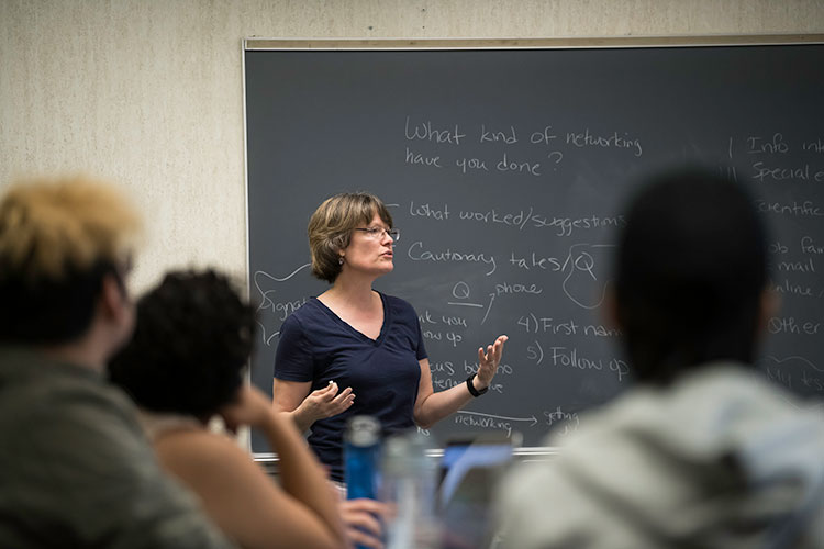 A professor teaching a class.