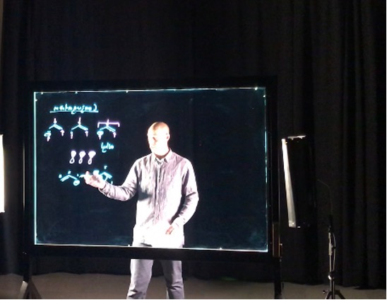 A person using a whiteboard.