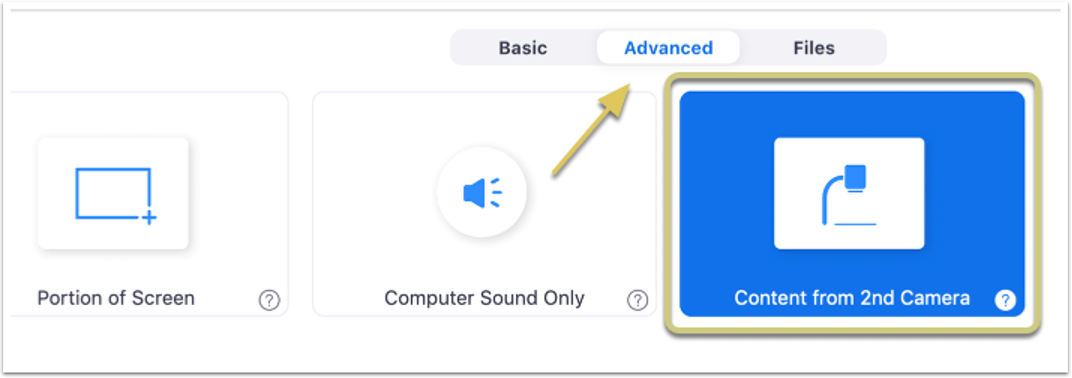 A screenshot of the advanced button.