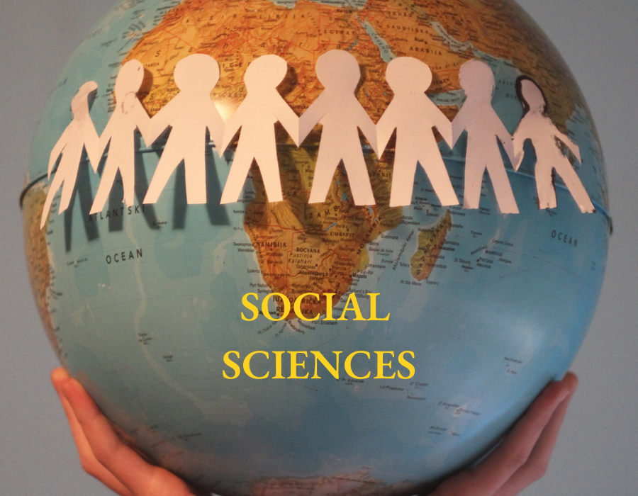 Two hands holding a globe with paper people encircling it.