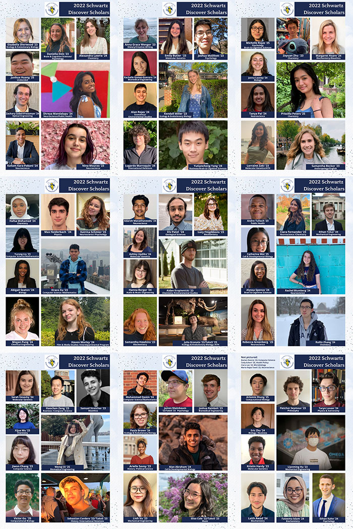 2022 Schwartz Discover scholars photos and names.