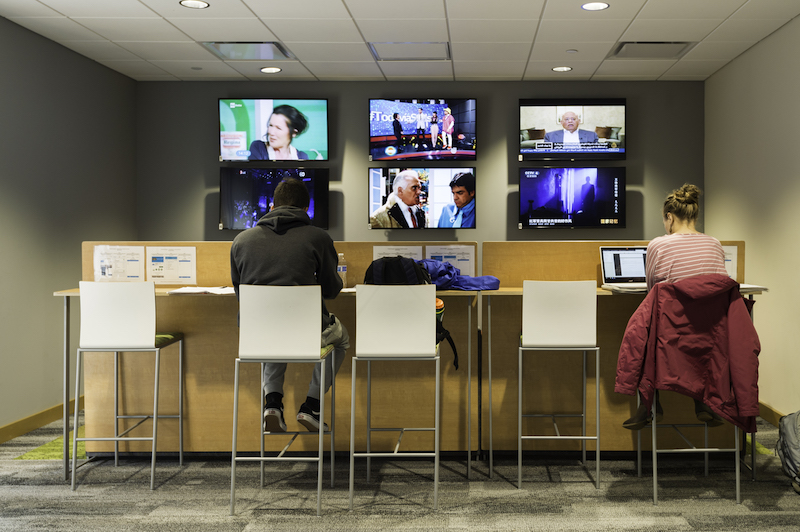 6 televisions displaying streams from around the world